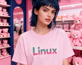 Pastelkleurig Linux-shirt – cadeau-T-shirt
