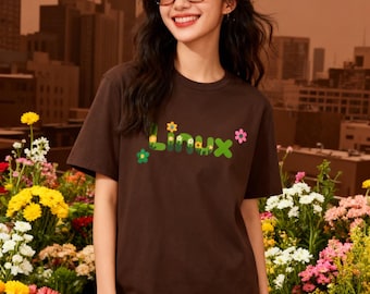 Maglietta floreale Linux: simpatica maglietta tecnica unisex con motivo floreale per programmatori