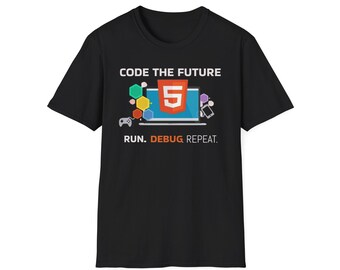 Code The Future T-shirt, shirt programmeur, Run Debug Repeat Tee, ontwikkelaarcadeau, coderingshumor T-shirt uniseks