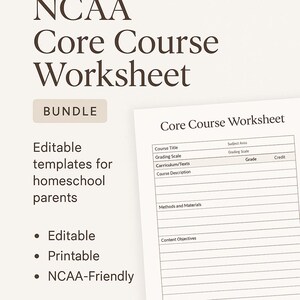 NCAA Core Course Worksheet, Editable Template (Digital Download) image 3