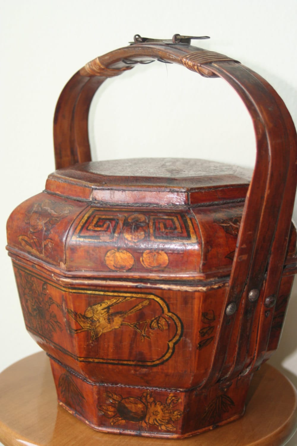 REDUCED Antique Chinese Wedding Lacquered Basket Unique Etsy