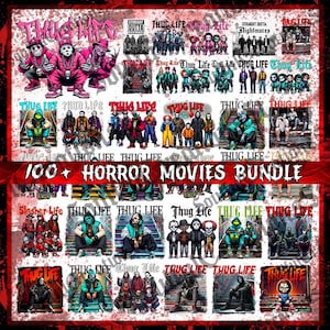 Bundle Thug Life Halloween Character Png, Horror Movie Png, Movie Killers Png, Series Killer Halloween Png, Old School Halloween Movie Png