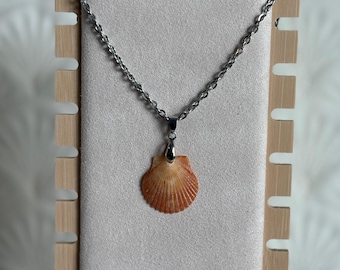 Silver Orange Shell Necklace