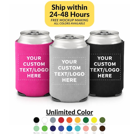 Custom Can Cooler Wrap – Personalized Drink Sleeve for Weddings, Parties, Birthday, Corporate Events Special occasion  family reunion favors