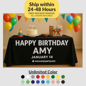 Mantel personalizado para fiesta de cumpleaños: mantel personalizado con nombres, fechas y temas. Decoración para cumpleaños y eventos privados.