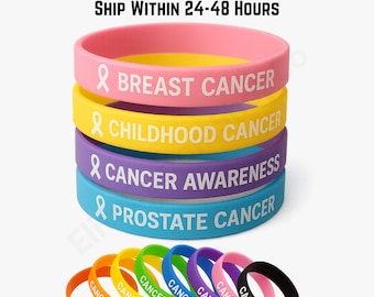 Custom cancer awareness silicone wristband | Support Rubber Bracelet for Fundraising with Pink Ribbon, Cancer Awareness Team Support Gift