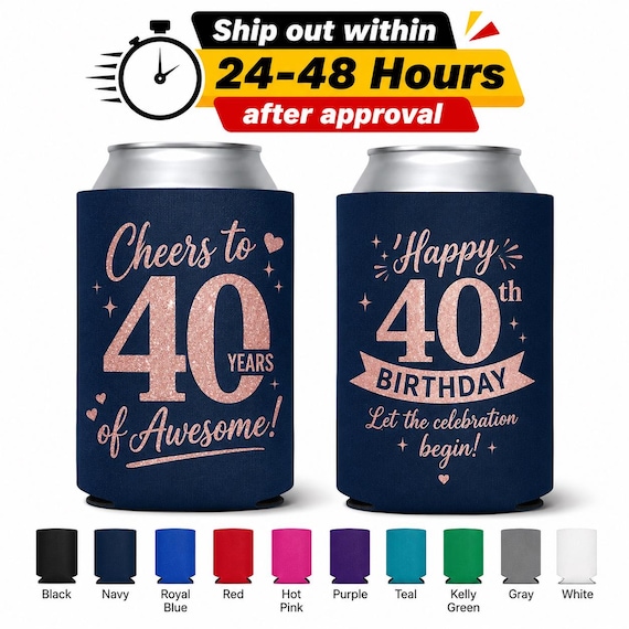 Custom  Birthday Can Cooler, Personalized Koozie, Cheers to 30 40 50 60 Years Party Favor, Birthday Drink Holder, Adult Party Gift Idea Sets