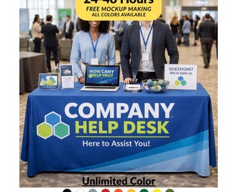 Benutzerdefinierte Tischdecke für den Infoschalter - Branded Trade Show Table Cover für Veranstaltungen, Ausstellungen und Kunden-Support Stand Branding Promo