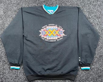 Vintage Starter Super Bowl XXX 1996 Embroidered Crewneck Sweatshirt Large Black