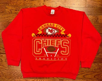 Vintage 90s Kansas City Chiefs Crewneck Sweatshirt Artex NFL Football Red Large