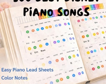 100 Best Disney Songs – Easy Piano Bundle for Beginners - Color Notes • Lyrics • Chords • Printable PDF
