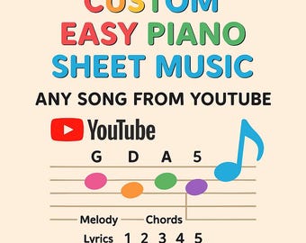 Personalized Piano Sheet | Beginner Friendly Custom Arrangement from Any Song