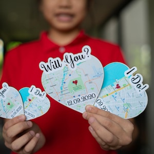 Set de imanes con mapa de corazón personalizado: recuerdo de ubicación personalizado