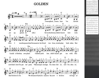 Golden de HUNTR/X - KPop Demon Hunters / Partitura fácil para piano en PDF (PDF imprimible)