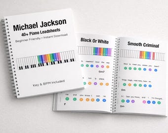 Michael Jackson Best Piano Songs | Beginner Leadsheets Bundle (41 Songs) (Printable PDF)