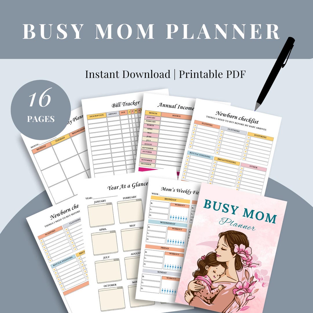 Busy Mom Planner 2025 | Printable & Digital Organizer for Moms | Meal ...