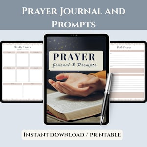 Prayer Journal & Prompts 2025 | Guided Faith Journal for Reflection and Growth | Printable and Digital | Daily Devotions and Gratitude