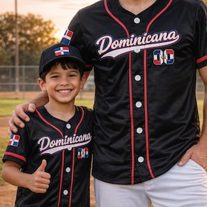 Personalized Dominican Republic Baseball Jersey, Custom Name & Number Button Up Shirt