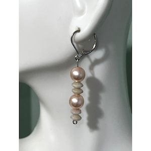 Pastel Pink Pearl & Shell Dangle Earrings