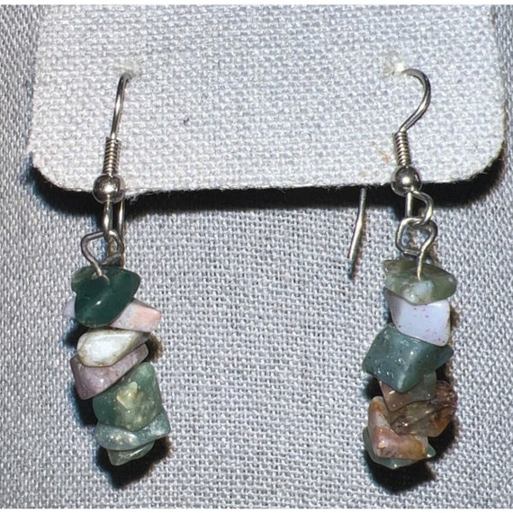 Amethyst And Jade Chip Earrings  --2" - image 4