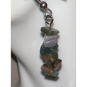 Amethyst And Jade Chip Earrings  --2&quot;
