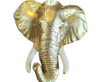 Broche de elefante vintage firmado por AJC (RARO)