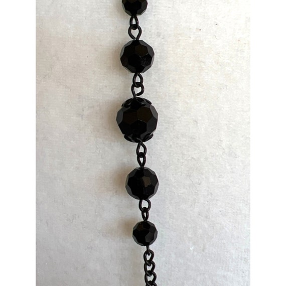 Black Faceted Strand Black  Glass  Beads -- 58" - image 5