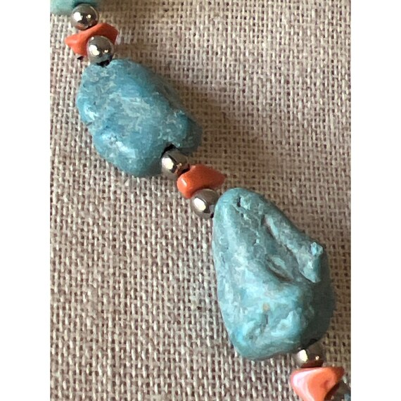 Blue Dyed Howlite Bubble Gum & Coral Bead Necklac… - image 4