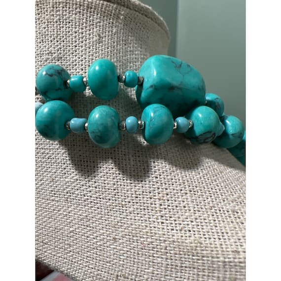 Rajasthan Gems Collana Mala In Turchese Naturale - Lunghezza 44,5 Cm - Pietra Preziosa Turchese - Gioiello Etnico Femminile