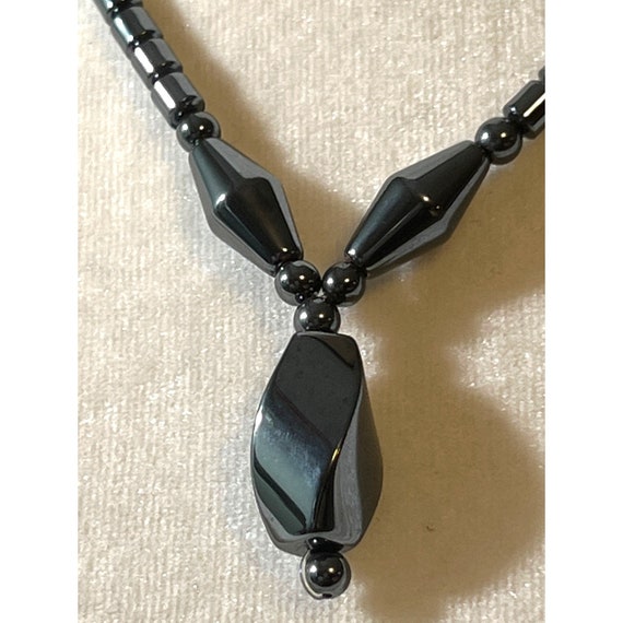Genuine Black Hematite Pendant Necklace -- 18" - image 1