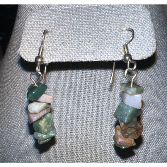 Amethyst And Jade Chip Earrings  --2" - image 2