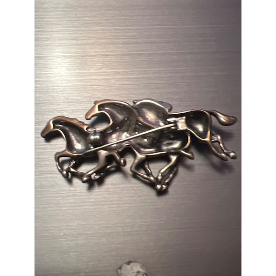 Four Running Horses Sterling Pin -- 2" - image 3
