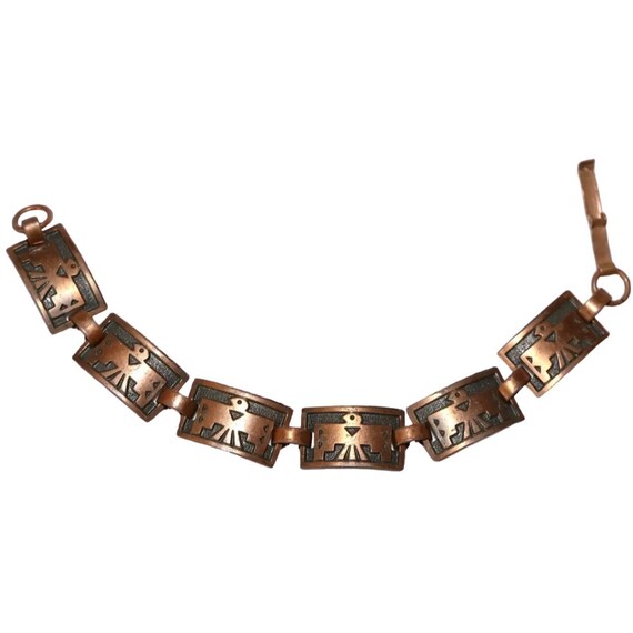 Vintage Copper Thunderbird Panel Linked Bracelet … - image 4