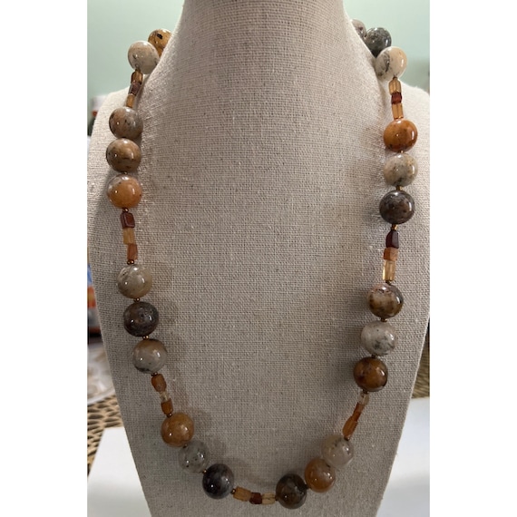 Artisan Brown Agate Stone Necklace -- 24" - image 1