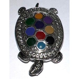 Silver-Tone Enamel Turtle Pendant & Brooch