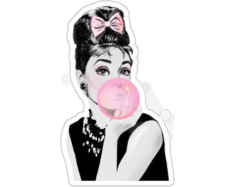 Audrey Hepburn Bubblegum Kiss-Cut Stickers