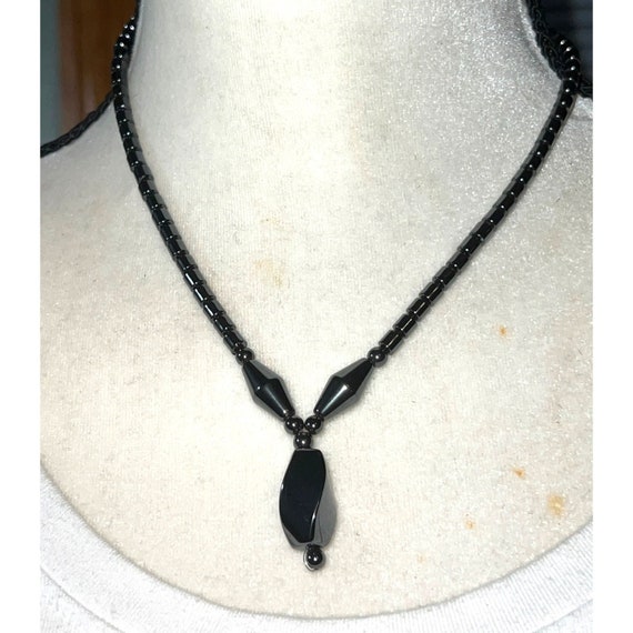Genuine Black Hematite Pendant Necklace -- 18" - image 3