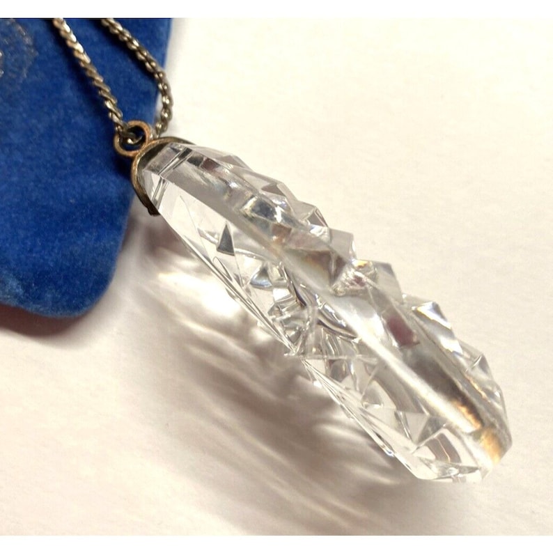 Waterford Crystal Pendant Necklace, Teardrop Pendant, Vintage Crystal