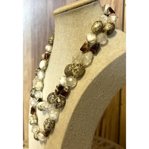 Carnegie Double Strand Glass Necklace 17" Gem