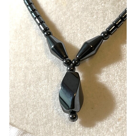 Genuine Black Hematite Pendant Necklace -- 18" - image 5