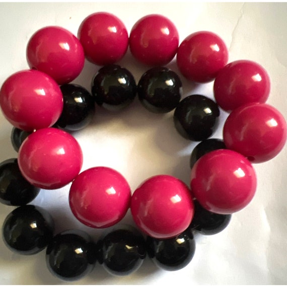 Artisan Red And Black Wood Stretch Bracelet (Set … - image 7