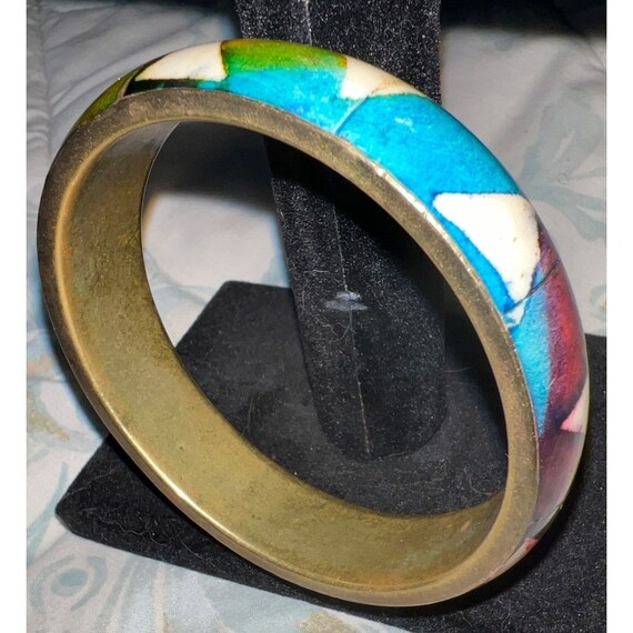 Kaleidoscope Brass Painted Bangle - image 7