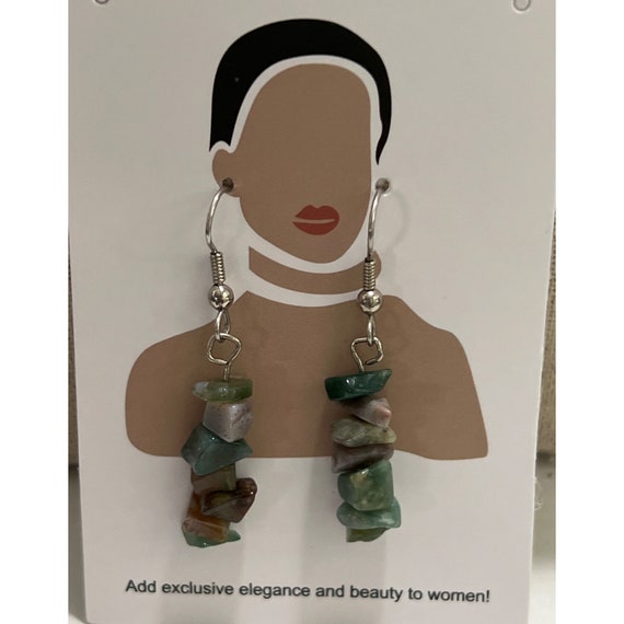 Amethyst And Jade Chip Earrings  --2" - image 7