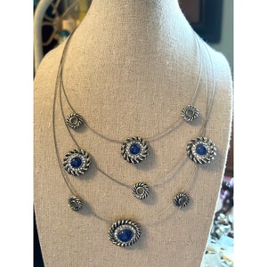 Blue Jasper Illusion Necklace  -- 18"