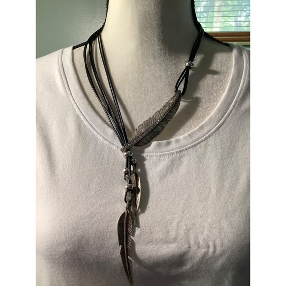 Silver Feather “Y” Necklace— 18” - image 2