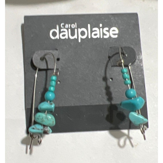 Carol Dauplaise Turquoise And Silver Dangle Earri… - image 1