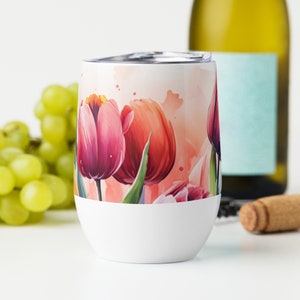 Tulips Wine tumbler Garden Gardener Gift Season Flora Flower Yard Gift Arrangement Wildflowers
