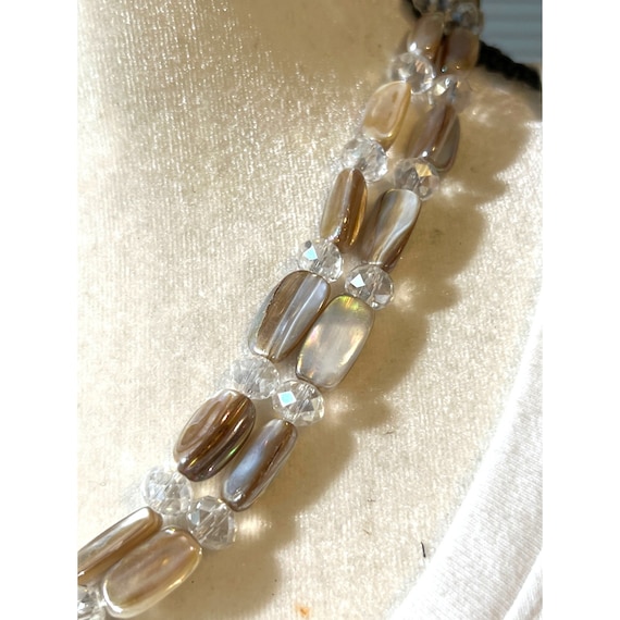 Abalone Shell & Faceted Crystal Statement Necklac… - image 3