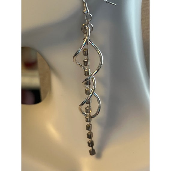 Spiral & Rhinestone Dangle Earrings - image 3