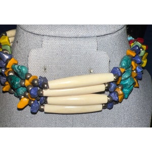 Vintage Handmade Native Bone & Bead Choker